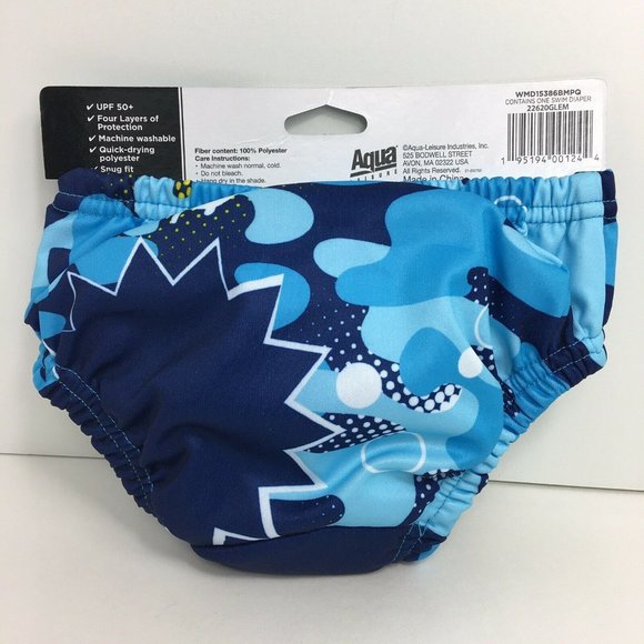 Swimschool Reusable Swim Diaper UPF 50 Level 1 18-22 lbs 12 Months Swim Blue New - Picture 10 of 12
